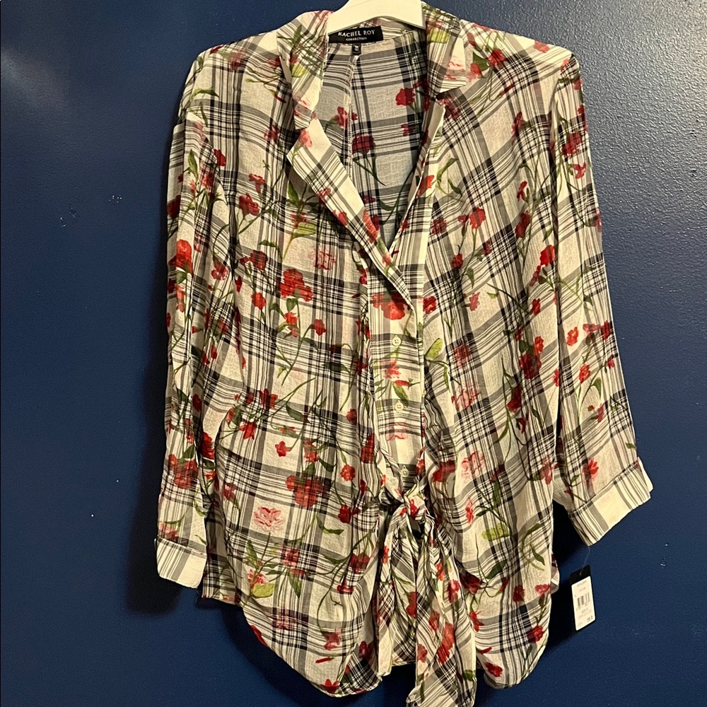 NWT Rachel Roy Collection Sheer Button Down